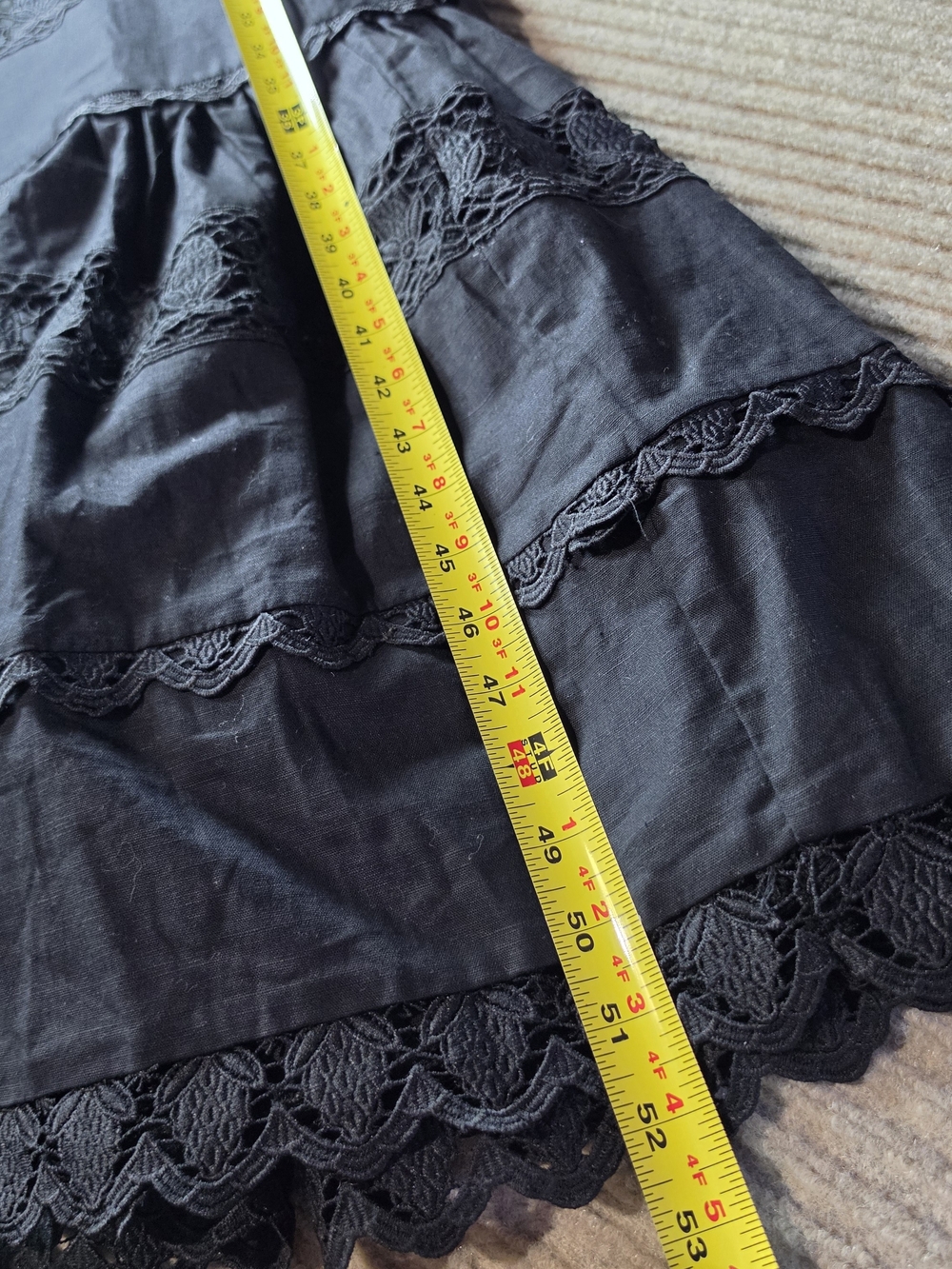 Endless Rose Linen Blend Lace Detail Trumpet Mermaid Flare Bottom Resort Dress - Picture 11 of 12